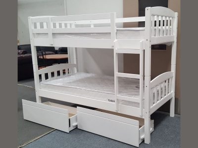 maryl single bunk with 2 drawers white