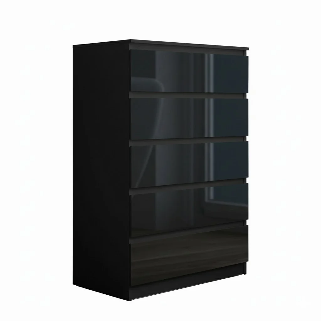 Tiana Black 5 Drawer Tallboy